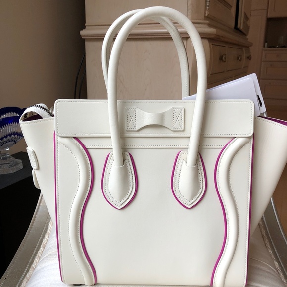 ❗️SOLD❗️Celine White/Magenta Micro Luggage Tote - Picture 3 of 16